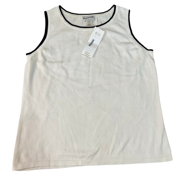 PENDLETON Women's Tank Top Black Trim Size XL In White - Picture 1 of 10